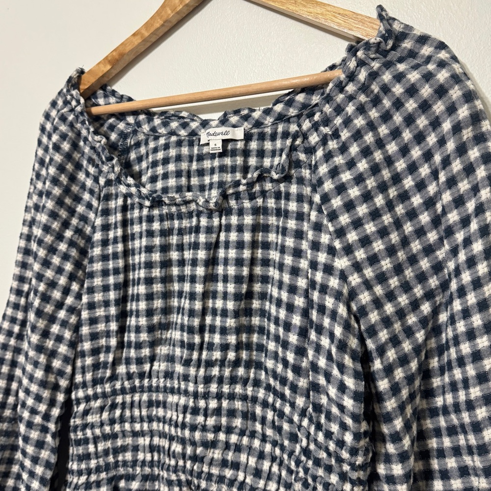 Madewell Sophia Top Size Small in Textured Windowpane Gingham Blouse - Picture 4 of 8